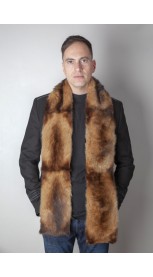 Polecat fitchew fur stole-scarf, dark brown